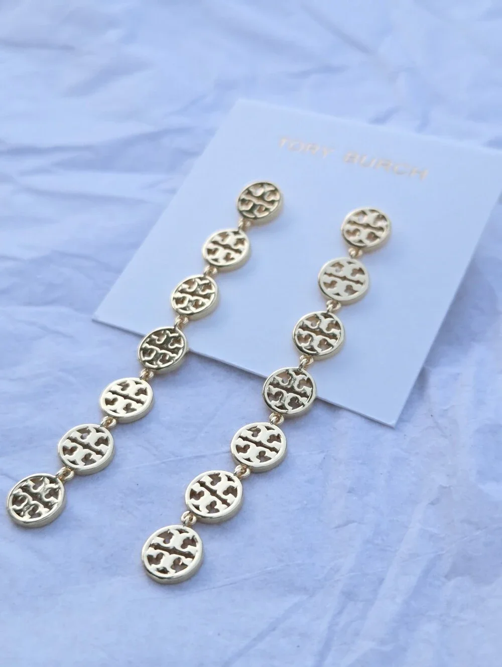 Tory Burch Gold Logo Drop Earrings